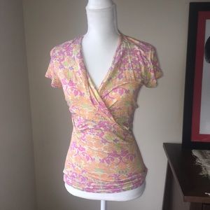 Jim Thompson floral faux wrap top